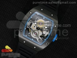 RM038 PVD Blue Inner Bezel Skeleton Dial on Black Rubber Strap Jap Quartz