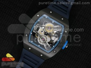 RM038 PVD Blue Inner Bezel Skeleton Dial on Blue Rubber Strap Jap Quartz