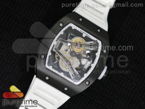 RM038 PVD White Inner Bezel Skeleton Dial on White Rubber Strap Jap Quartz