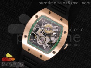 RM038 RG Green Inner Bezel Skeleton Dial on Black Rubber Strap Jap Quartz