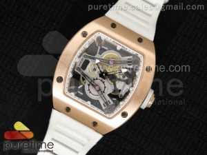 RM038 RG White Inner Bezel Skeleton Dial on White Rubber Strap Jap Quartz