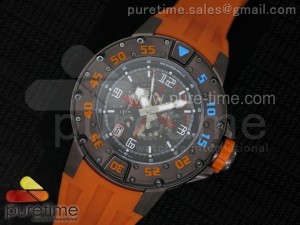 RM028 47mm RMF PVD Orange Skeleton Dial on Orange Rubber Strap A7750