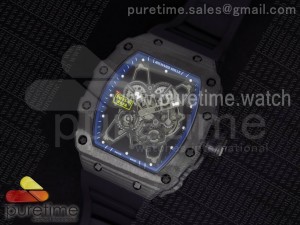 RM 035 Forge Carbon Blue Inner Bezel Skeleton Dial on Black Rubber Strap MIYOTA9015