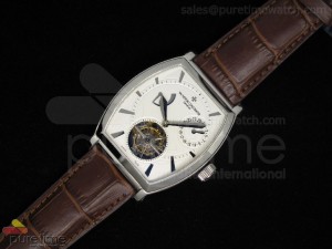 Malte Tourbillon SS White Dial on Brown Leather Strap