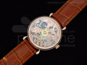 Patrimony RG Skeleton Dial on Brown Leather Strap A6498