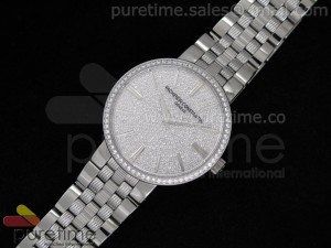 Patrimony Ladies 38mm SS Diamond Dial & Bezel on Bracelet Swiss Ronda Quartz