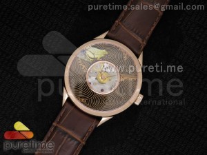 Metiers D'Art 40mm RG Black Frog Dial on Brown Leather Strap A2824