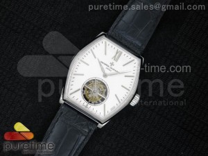 Malte Tourbillon SS White Dial on Black Croco Leather Strap