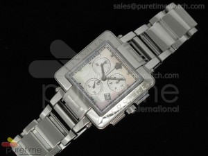 Reverso Ladies Chrono SS White Dial on SS link Bracelet Swiss Chrono Quartz