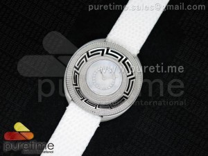 Destiny Spirit SS White MOP Diamonds Dial on White Leather Strap ETA Quartz