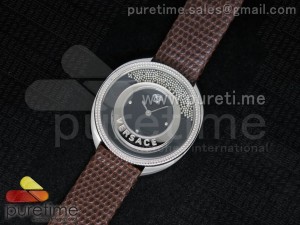 Destiny Spirit SS Black Logo Dial on Brown Leather Strap ETA Quartz