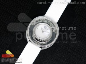 Destiny Spirit SS White MOP Logo Dial on White Leather Strap ETA Quartz