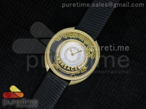 Destiny Spirit YG White Diamonds Dial on Black Leather Strap ETA Quartz