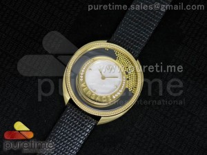 Destiny Spirit YG White Diamonds Logo Dial on Black Leather Strap ETA Quartz