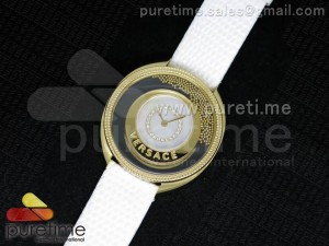 Destiny Spirit YG White Diamonds Dial on White Leather Strap ETA Quartz