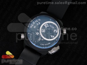 K32 PVD Black Dial with White Marker on Black Rubber Strap Jap Quartz