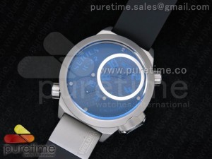 K32 SS Black Dial with Blue Marker on Black Rubber Strap Jap Quartz