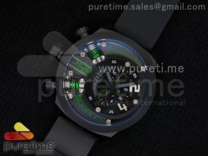 K38 PVD Green Black Dial on Black Rubber Strap Jap Quartz