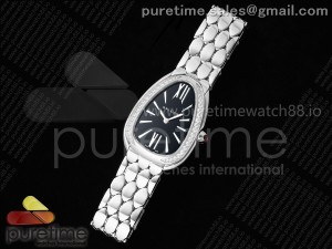 Serpenti Seduttori SS BVF 1:1 Best Edition Black Dial Diamonds Bezel on SS Bracelet ETA Quartz