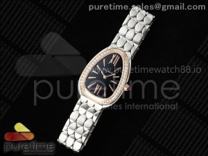 Serpenti Seduttori SS BVF 1:1 Best Edition Black Dial RG Diamonds Bezel on SS Bracelet ETA Quartz