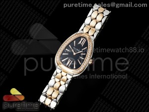 Serpenti Seduttori SS/RG BVF 1:1 Best Edition Black Dial Diamonds Bezel on SS/RG Bracelet ETA Quartz