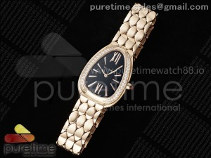 Serpenti Seduttori RG BVF 1:1 Best Edition Black Dial Diamonds Bezel on RG Bracelet ETA Quartz