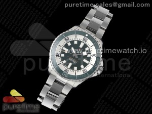 SuperOcean Automatic 44 TF 1:1 Best Edition Green Ceramic Bezel Green/White Dial on SS Bracelet A2824