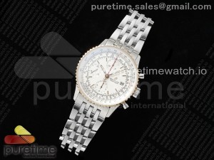 Navitimer 1 Chrono SS EF 1:1 Best Edition White Dial RG Bezel on SS Bracelet A7750