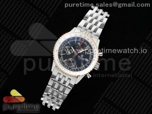 Navitimer 1 Chrono SS EF 1:1 Best Edition Black Dial RG Bezel on SS Bracelet A7750