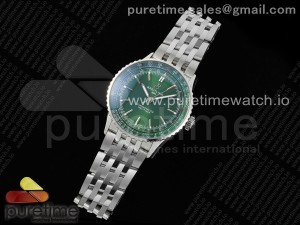 Navitimer Automatic 41mm SS TF 1:1 Best Edition Green Dial on SS Bracelet A2824