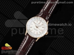 Navitimer Automatic 41mm RG TF 1:1 Best Edition White Dial on Brown Leather Strap A2824