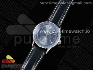 Navitimer Automatic 41mm SS TF 1:1 Best Edition Blue Dial on Black Leather Strap A2824