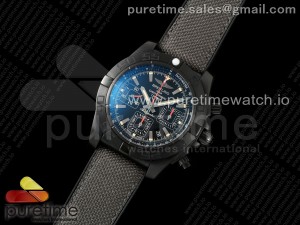 Chronomat 44 Blacksteel APSF 1:1 Best Edition Black Dial on Gray Nylon Strap A7750