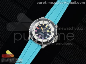 SuperOcean Automatic 42 SS TF 1:1 Best Edition Black Dial on Blue Rubber Strap A2824