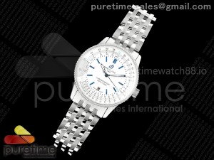 Navitimer 41 Date SS TF 1:1 Best Edition White Dial on SS Bracelet A2824