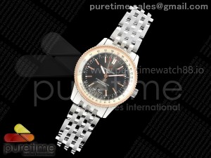 Navitimer 41 Date SS TF 1:1 Best Edition Gray Dial RG Bezel on SS Bracelet A2824