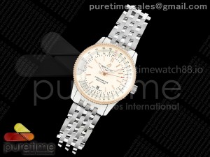 Navitimer 41 Date SS TF 1:1 Best Edition Cream Dial RG Bezel on SS Bracelet A2824