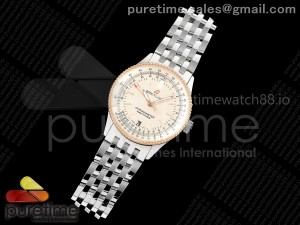 Navitimer 38 Date SS TF 1:1 Best Edition Cream Dial RG Bezel on SS Bracelet A2824