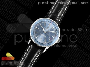 Navitimer 41 SS TF 1:1 Best Edition Blue Dial on Black Leather Strap A2824