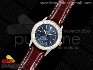 Navitimer 41 Date SS TF 1:1 Best Edition Blue Dial on Brown Leather Strap A2824