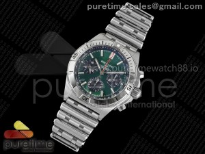 Chronomat B01 42mm SS TF 1:1 Best Edition Green/Black Dial on SS Bracelet A7750 V2
