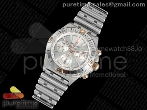 Chronomat B01 42mm SS TF 1:1 Best Edition Silver Dial on SS Bracelet A7750 V2