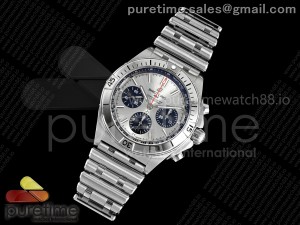 Chronomat B01 42mm SS TF 1:1 Best Edition Silver/Black Dial on SS Bracelet A7750 V2