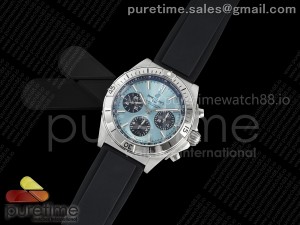 Chronomat B01 42mm SS TF 1:1 Best Edition Ice Blue Dial on Black Rubber Strap A7750 V2