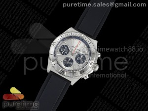 Chronomat B01 42mm SS TF 1:1 Best Edition Silver/Black Dial on Black Rubber Strap A7750 V2