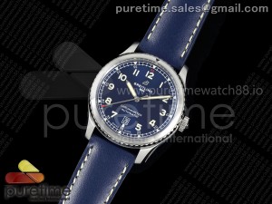 Navitimer 8 Automatic 41mm SS TF 1:1 Best Edition Blue Dial on Blue Leather Strap A2824