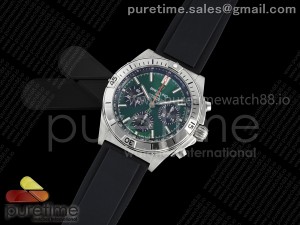 Chronomat B01 42mm SS TF 1:1 Best Edition Green/Black Dial on Black Rubber Strap A7750 V2