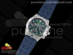 Chronomat B01 42mm SS TF 1:1 Best Edition Green/Black Dial on Blue Rouleaux Strap A7750 V2