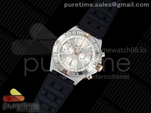 Chronomat B01 42mm SS TF 1:1 Best Edition Silver Dial on Black Rouleaux Strap A7750 V2