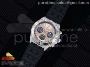 Chronomat B01 42mm SS TF 1:1 Best Edition RG/Black Dial on Black Rouleaux Strap A7750 V2